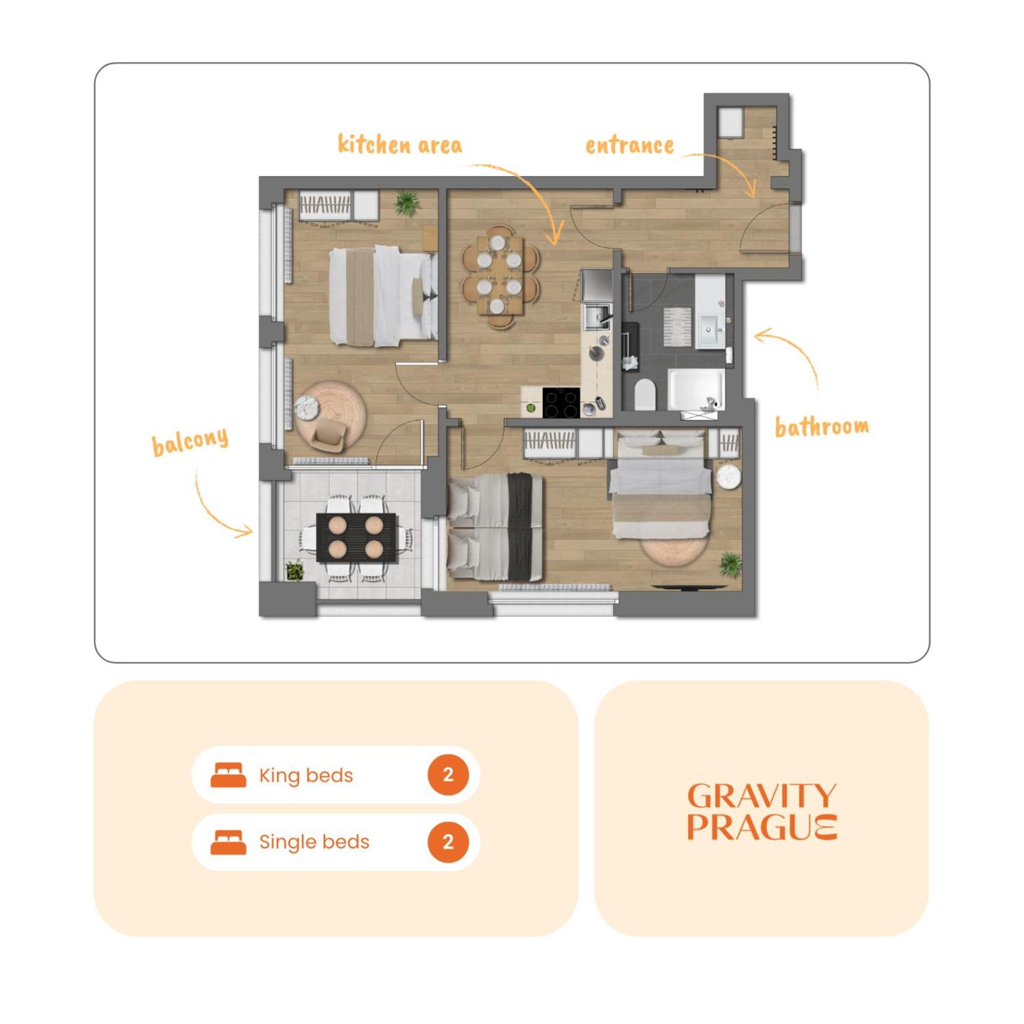 Bright 2Br - 4Th Floor, Balcony, Free Parking By Gravity Prague Apartment Exterior photo